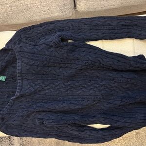 Ralph Lauren Women’s Cotton Navy Cabld Knit Sweater Size Small